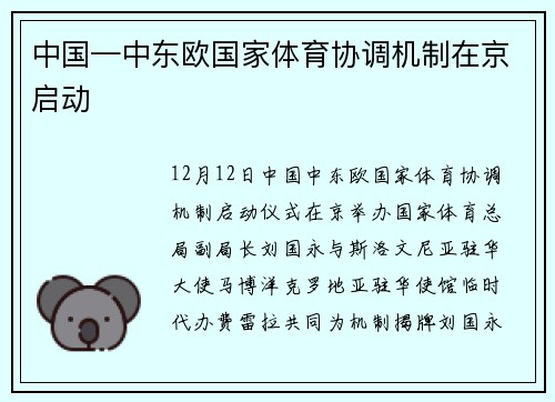 中国—中东欧国家体育协调机制在京启动